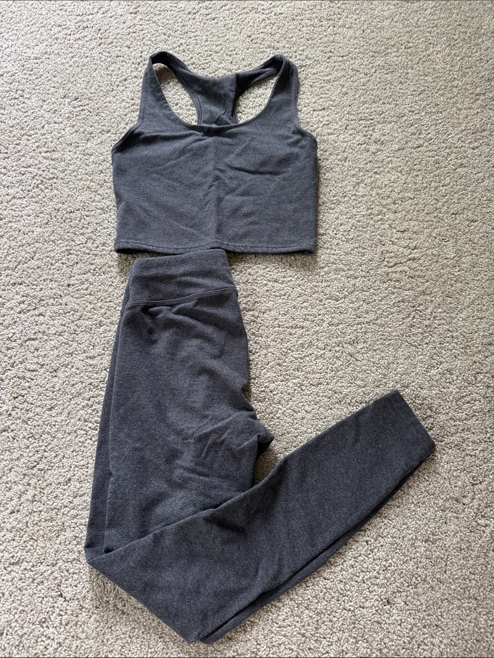 PACT Grey Cotton Tank and Leggings Set XXS